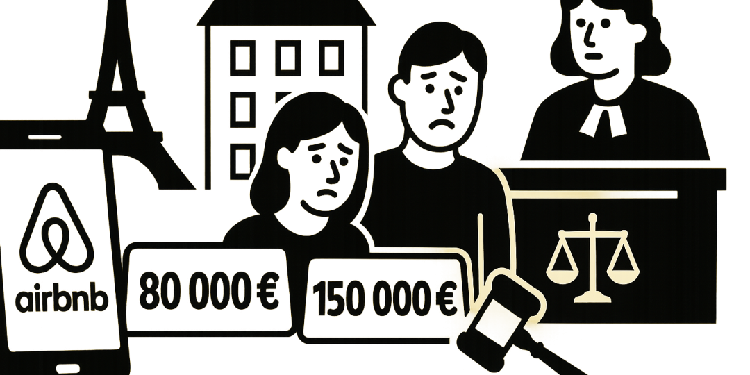 Vue d'un smartphone affichant l'application Airbnb devant la Tour Eiffel, symbolisant les locations touristiques à Paris