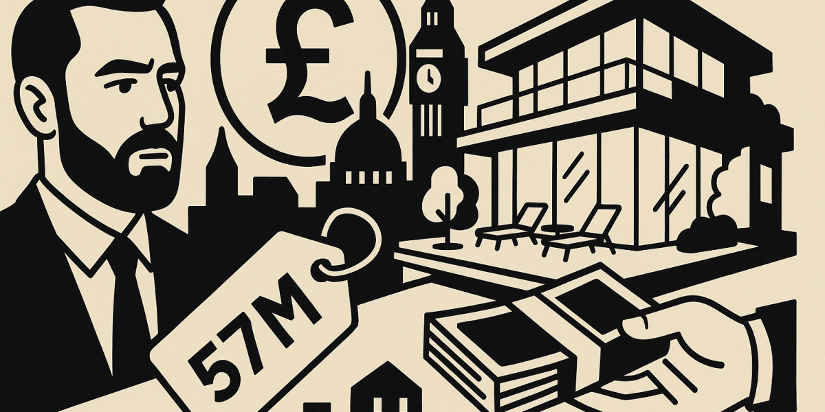 Vue intérieure et cuisine en marbre d'un penthouse de luxe vendu à Londres