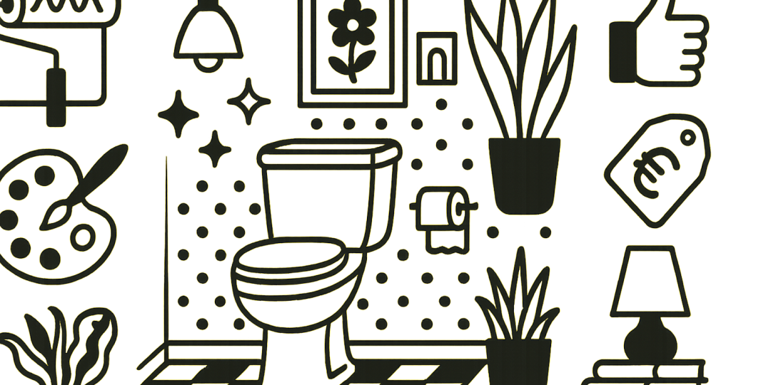 Toilettes revisitées avec peinture, éclairage et accessoires déco