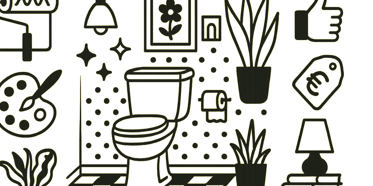Toilettes revisitées avec peinture, éclairage et accessoires déco