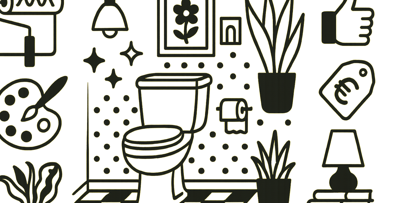 Toilettes revisitées avec peinture, éclairage et accessoires déco