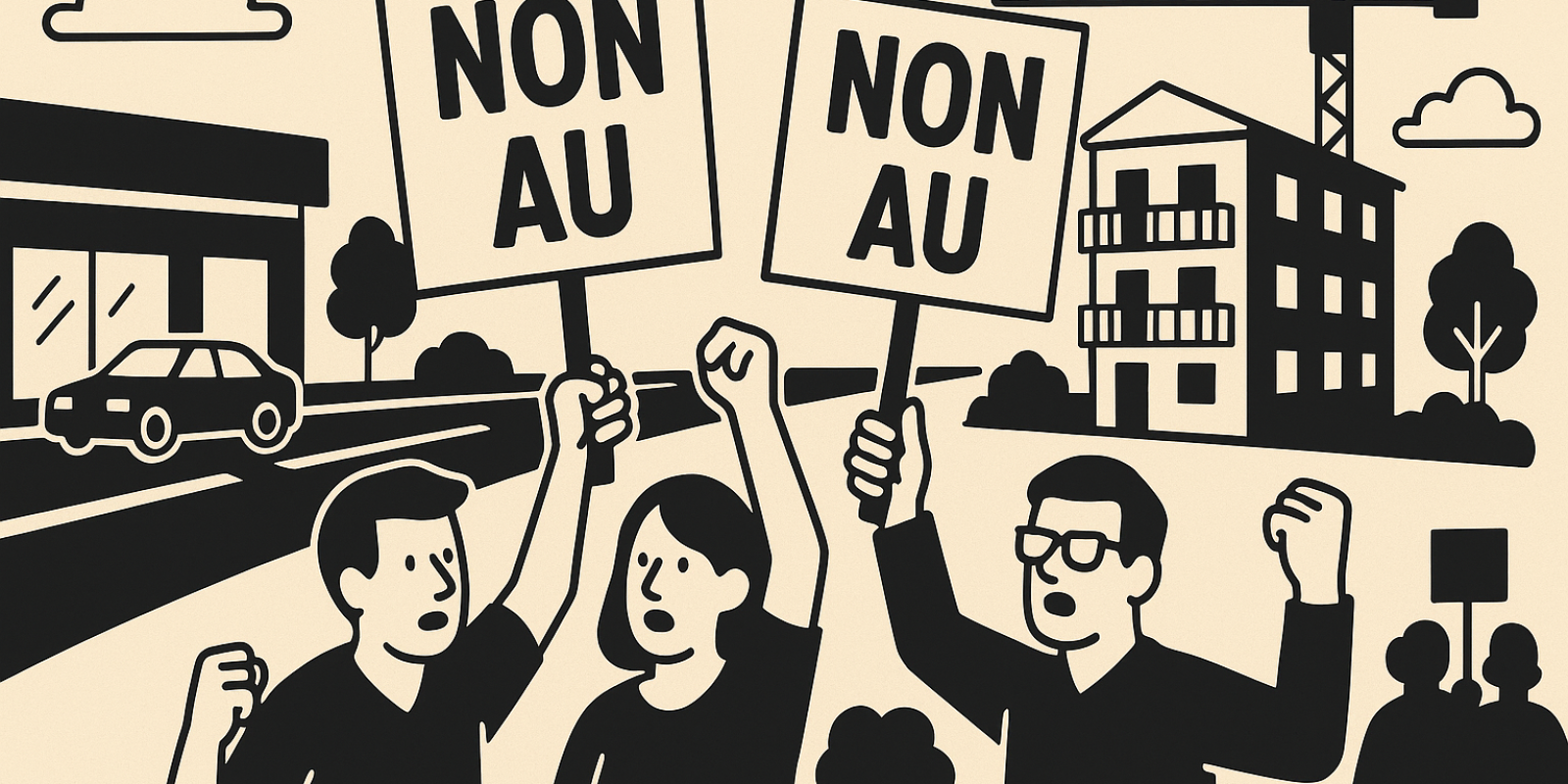 Terrain à Poulx (Gard) en bord de route départementale, objet d’un conflit entre projet commercial et préemption pour logements sociaux