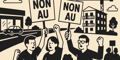 Terrain à Poulx (Gard) en bord de route départementale, objet d’un conflit entre projet commercial et préemption pour logements sociaux