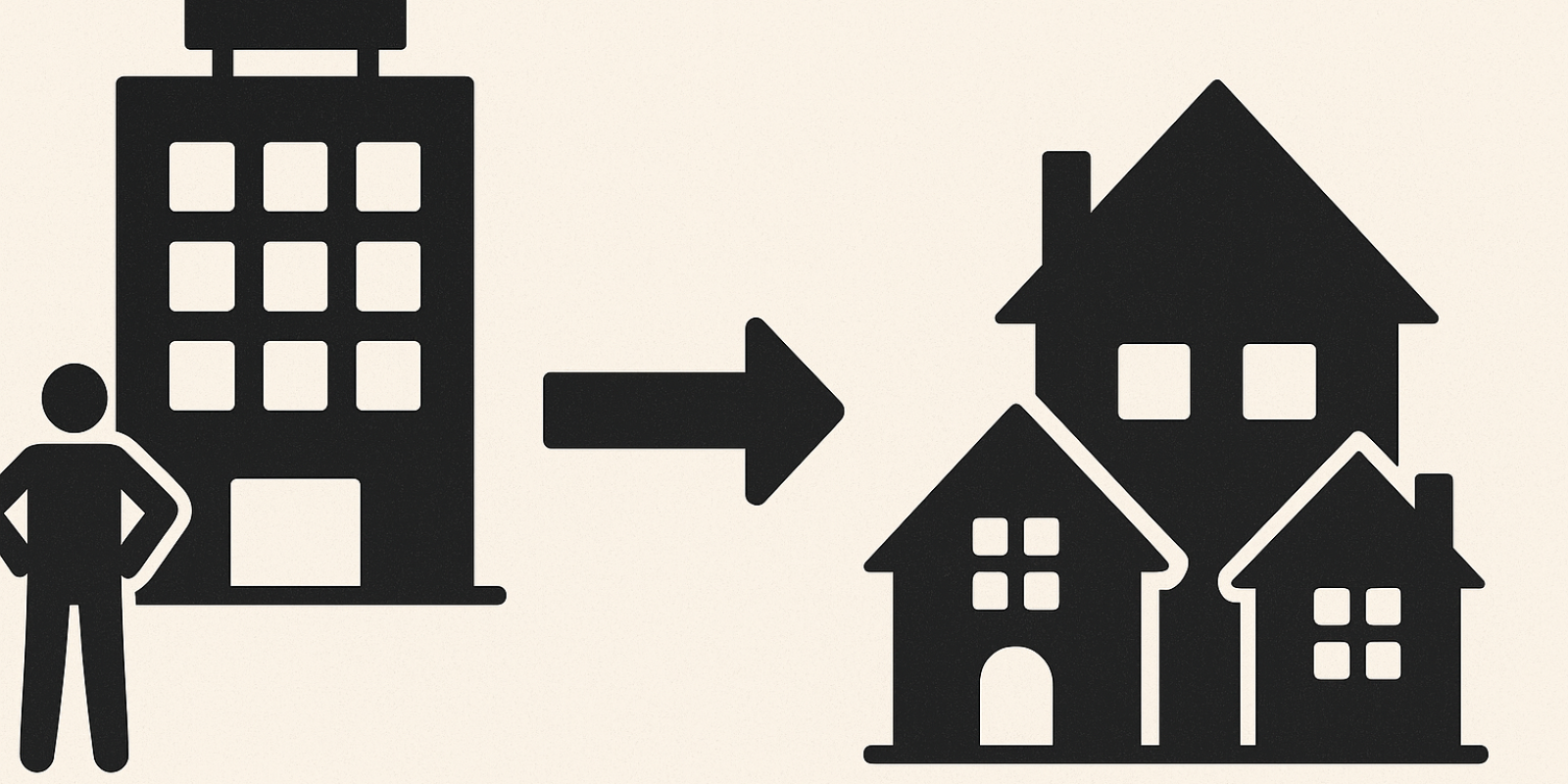 Façade d'un immeuble de bureaux en attente de reconversion en Île‑de‑France