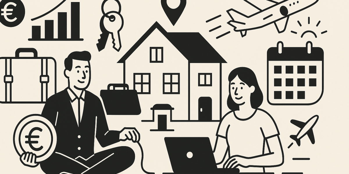 Couple accueillant des voyageurs dans un appartement prêt pour la location courte durée