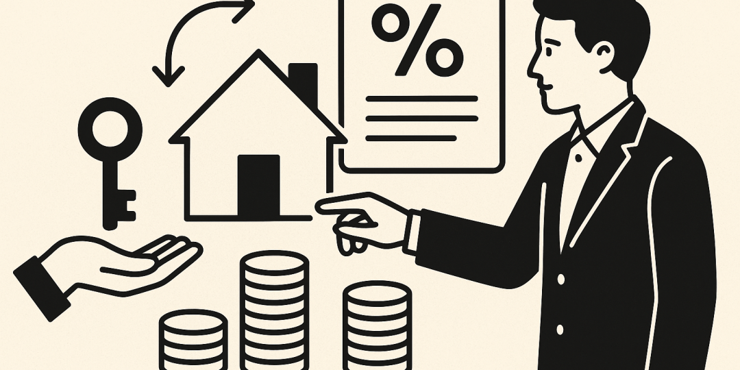 Documents de prêt immobilier, calculatrice et main signant un contrat