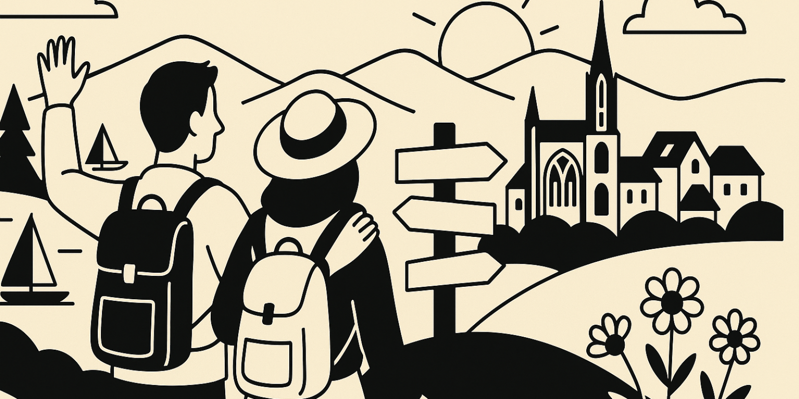 Carte stylisée autour de Strasbourg montrant sept destinations proches pour des vacances de printemps