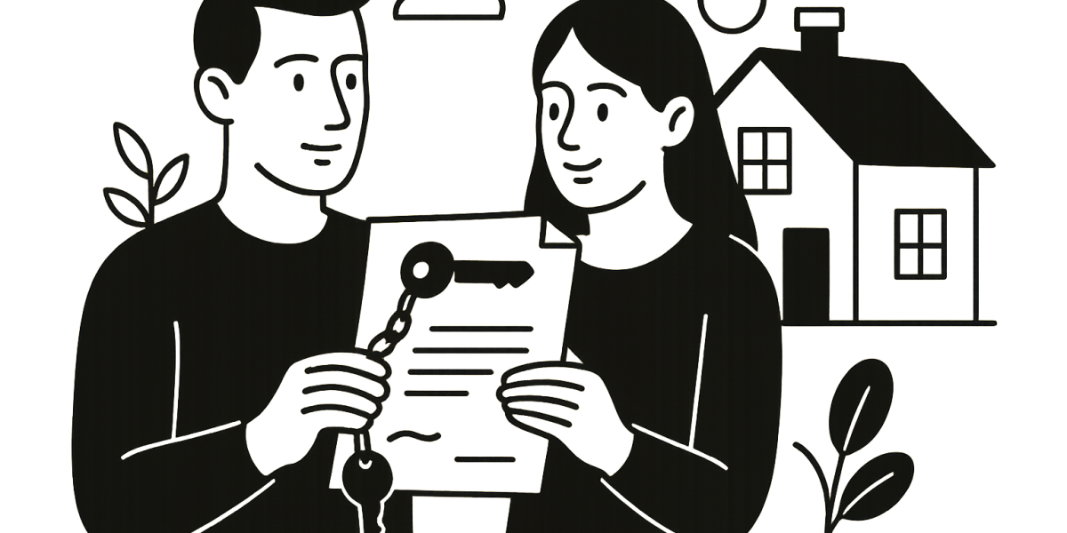 Couple regardant une maison - illustration de la transmission d'usufruit entre partenaires non mariés