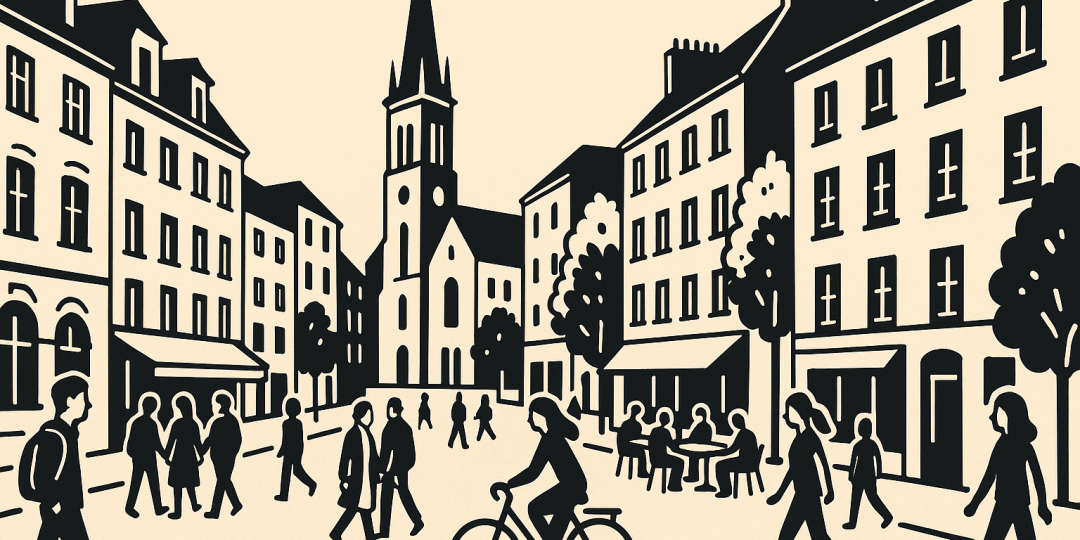 Rue commerçante du quartier Saint‑Martin à Brest, façades et ambiance urbaine