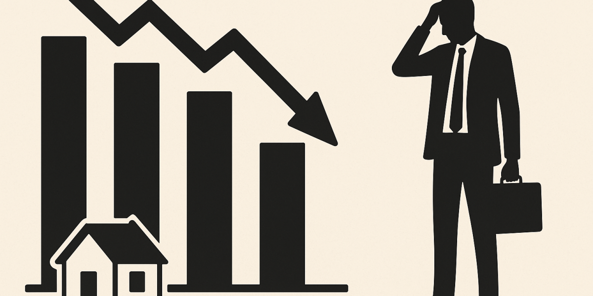 Graphique illustrant la baisse des réservations de logements neufs en France entre 2022 et 2025