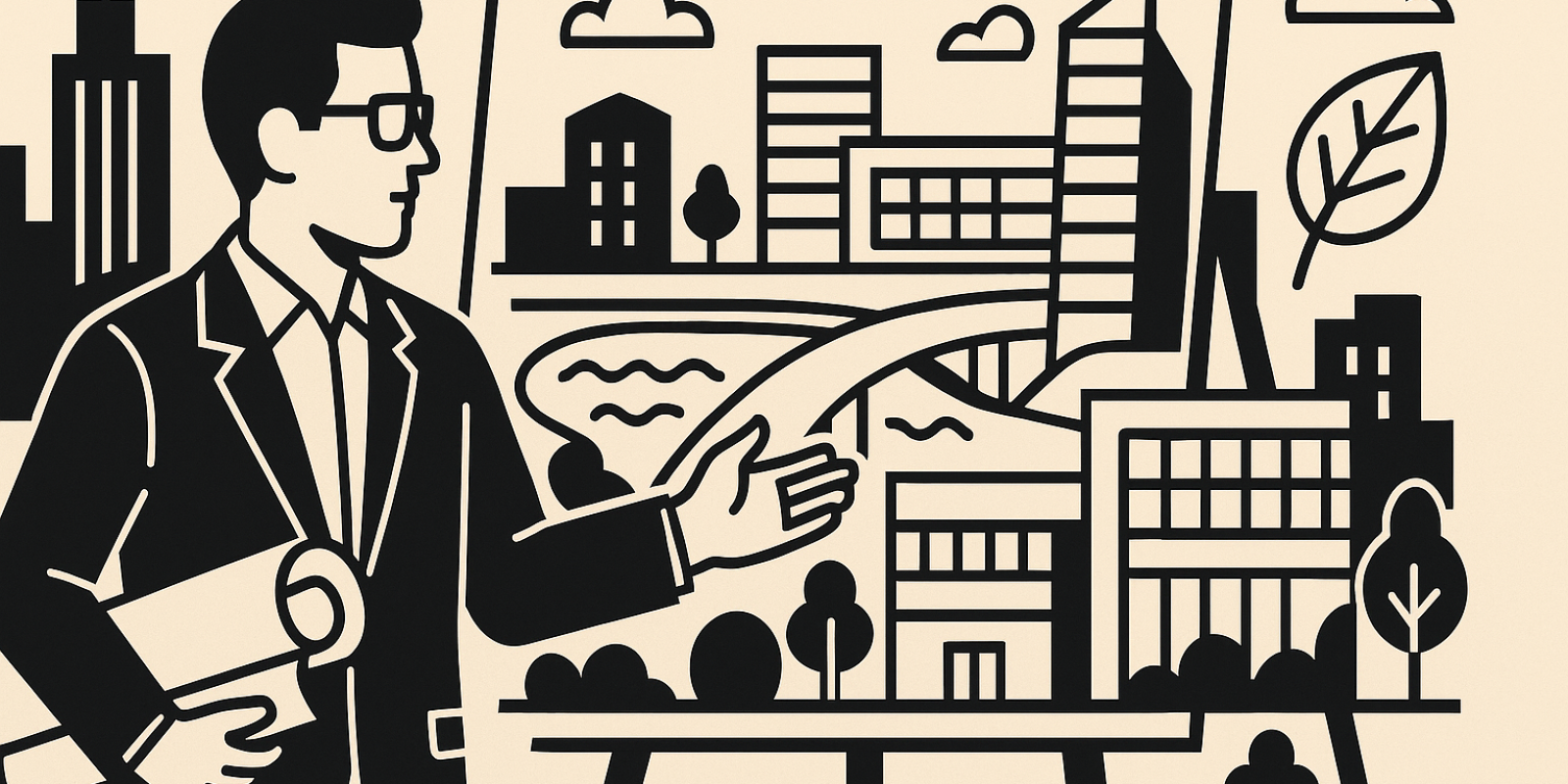 Maquette du projet Rives Défense, vue Skyline Seine