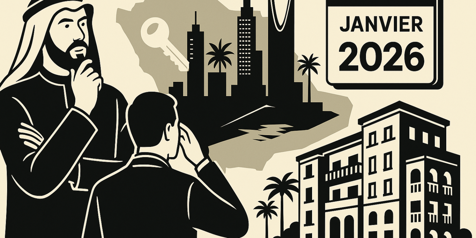 Projets immobiliers et côtes saoudiennes illustrant le Red Sea Project et le développement urbain à Riyad