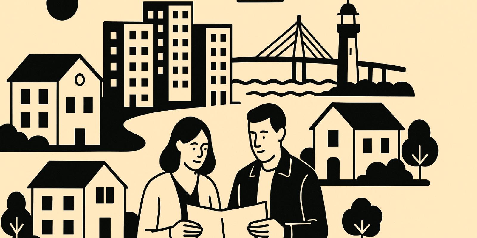 Vue aérienne de Saint-Nazaire avec le port et le littoral, illustrant les quartiers où s'installer