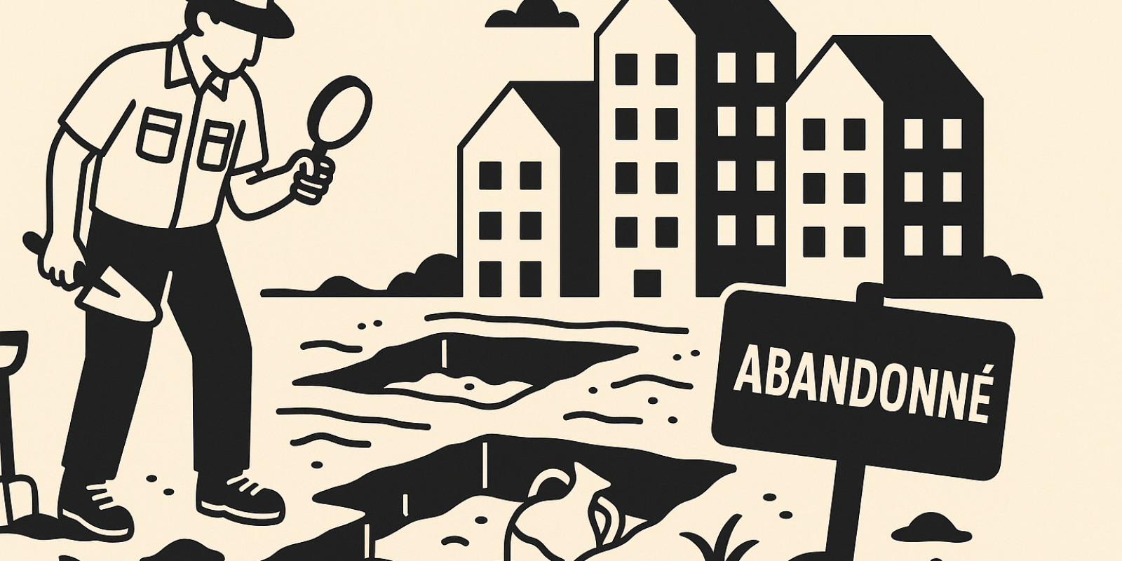 Pancarte et terrain à Saint‑Vivien : projet de logements abandonné