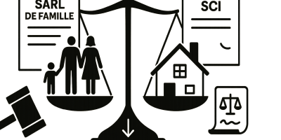 Illustration : documents juridiques et clés symbolisant le choix entre SARL de famille et SCI pour un projet immobilier en famille