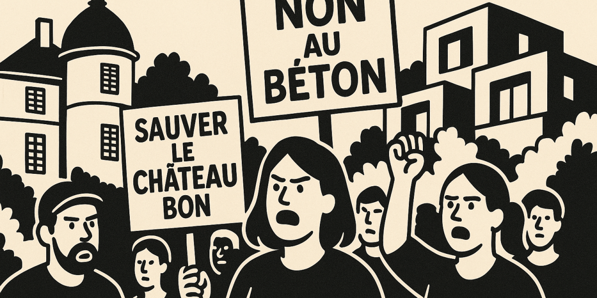 Vue extérieure du château Bon à Montpellier, menacé par un projet de construction de villas contemporaines