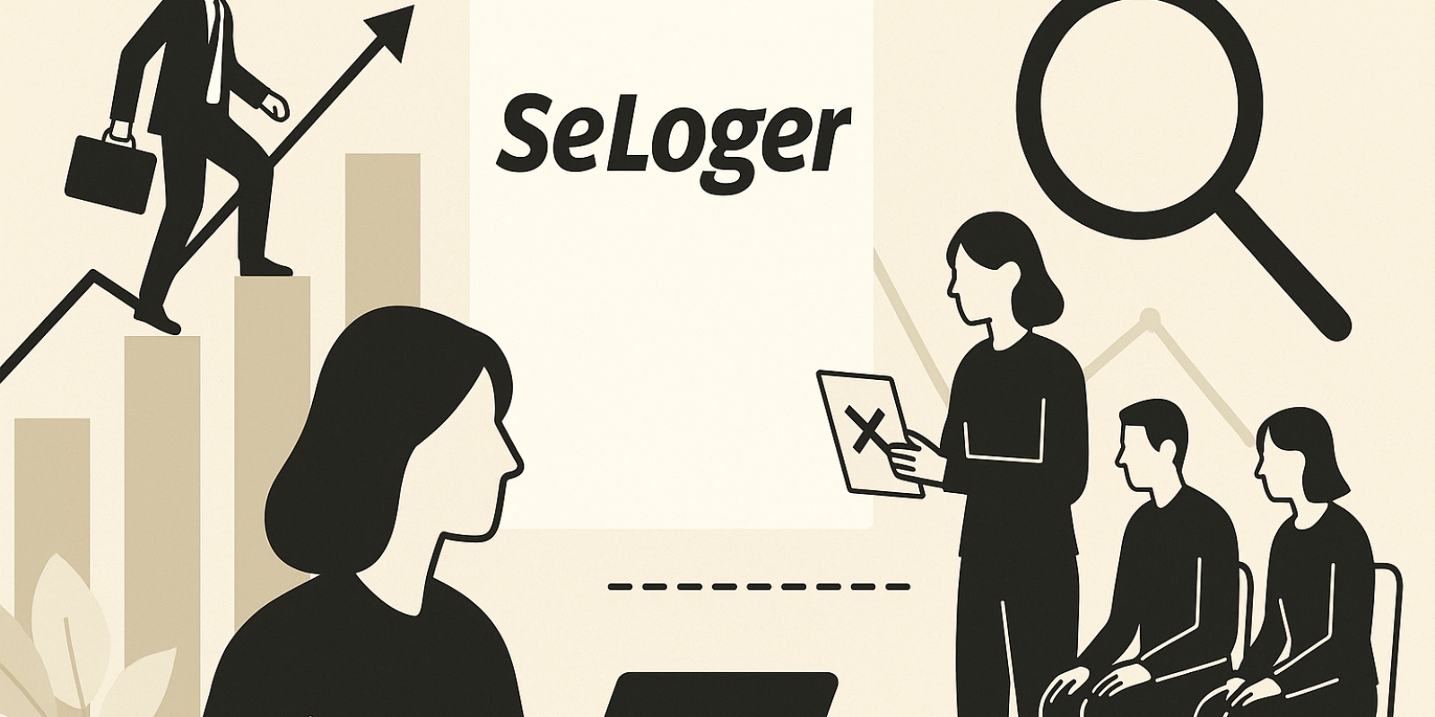 Logo et siège de Se Loger avec une image symbolique d'annonces immobilières