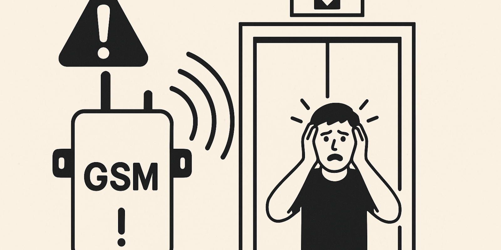 Technicien installant un boîtier GSM 4G dans la machinerie d’un ascenseur