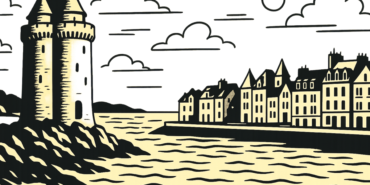 Vue de la Tour Solidor et de la plage Saint-Père à Saint-Malo