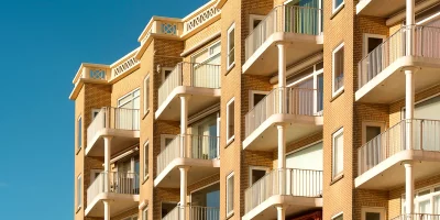 Façade d'un immeuble avec balcons ensoleillés — sous-location professionnelle