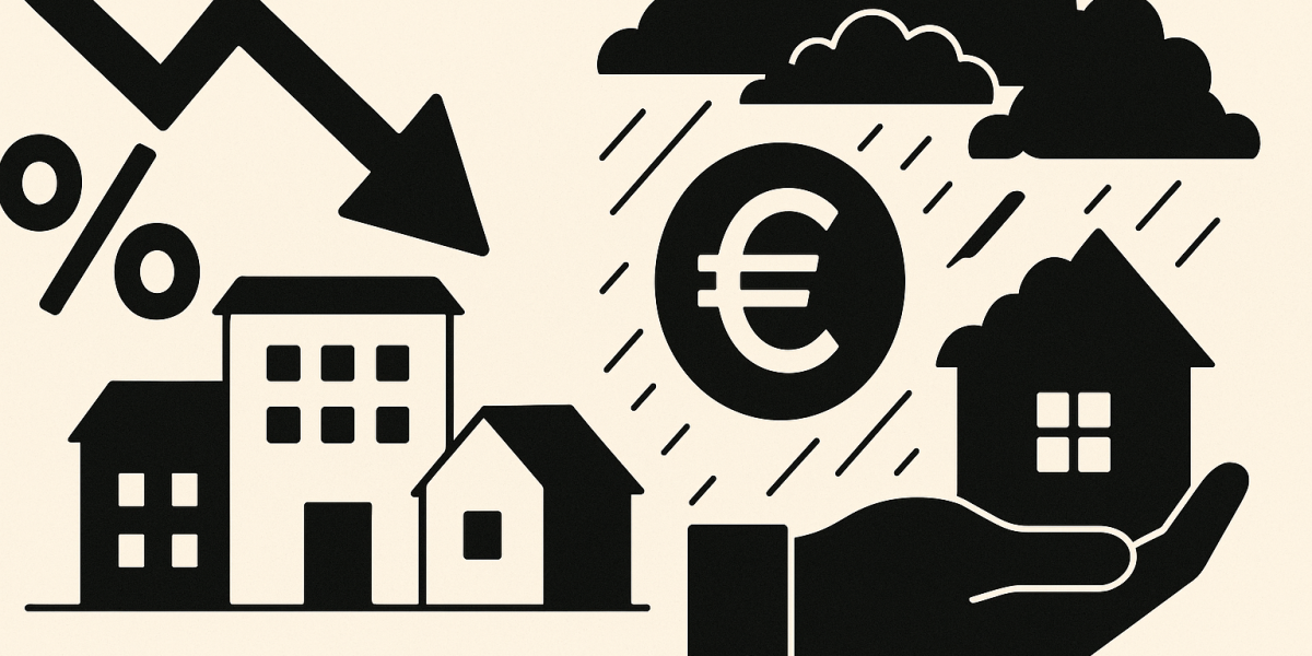 Illustration : calculatrice et clés sur un contrat de prêt immobilier, symbolisant les taux et les crédits