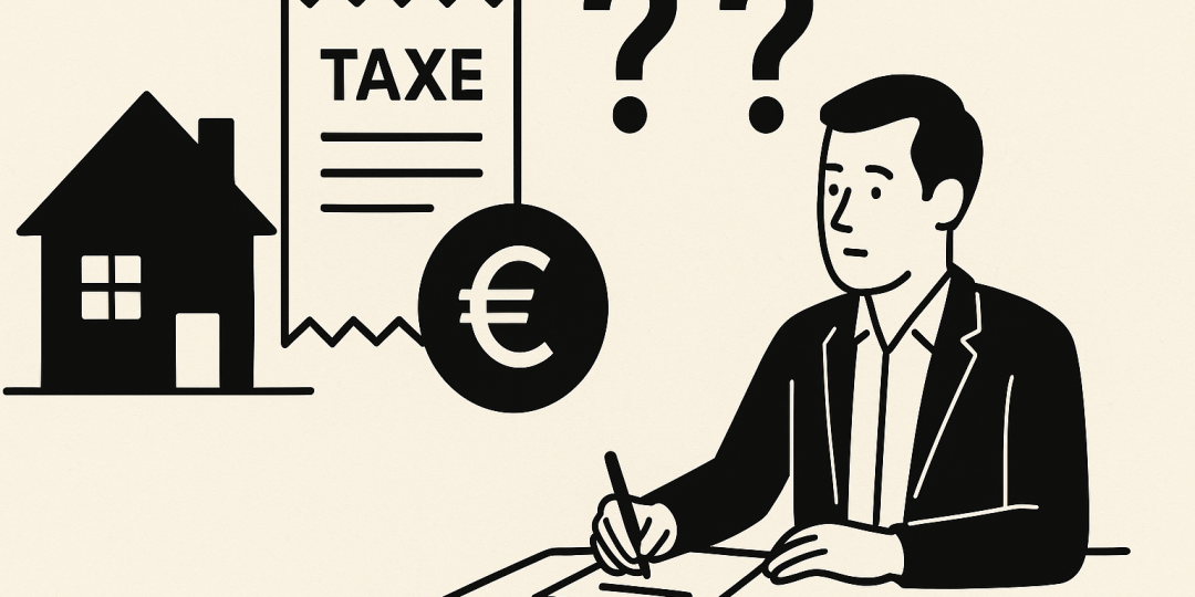 Clé et contrat de location posés sur un document avec un symbole de taxe