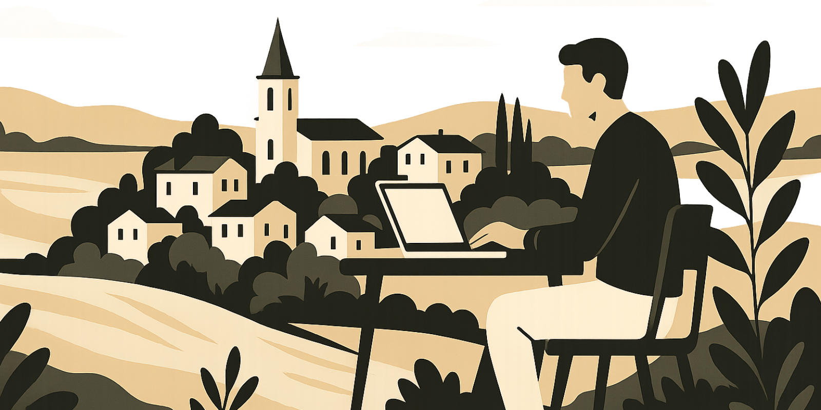 Vue côtière et paysage de l'Hérault illustrant le télétravail près de Montpellier