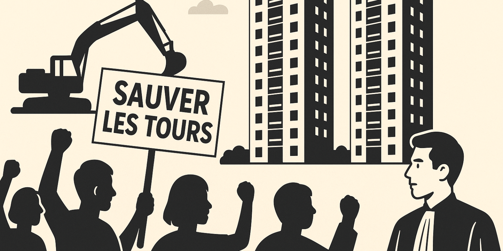 Les tours « Plein ciel » à Mulhouse : vue extérieure des immeubles concernés par la procédure judiciaire