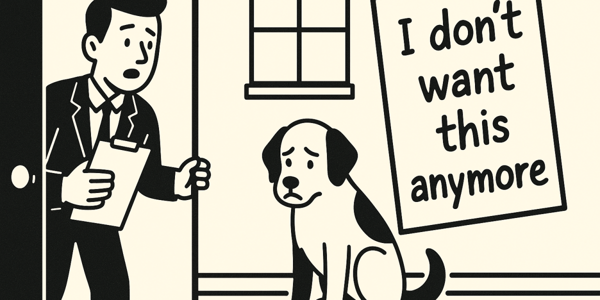 Chienne retrouvée seule dans un appartement vide