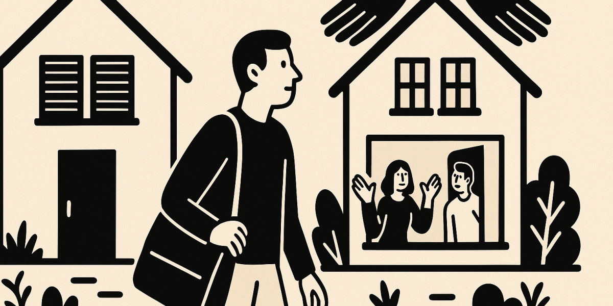 Maison secondaire vide transformée en logement partagé : clé sur la porte, intérieur chaleureux