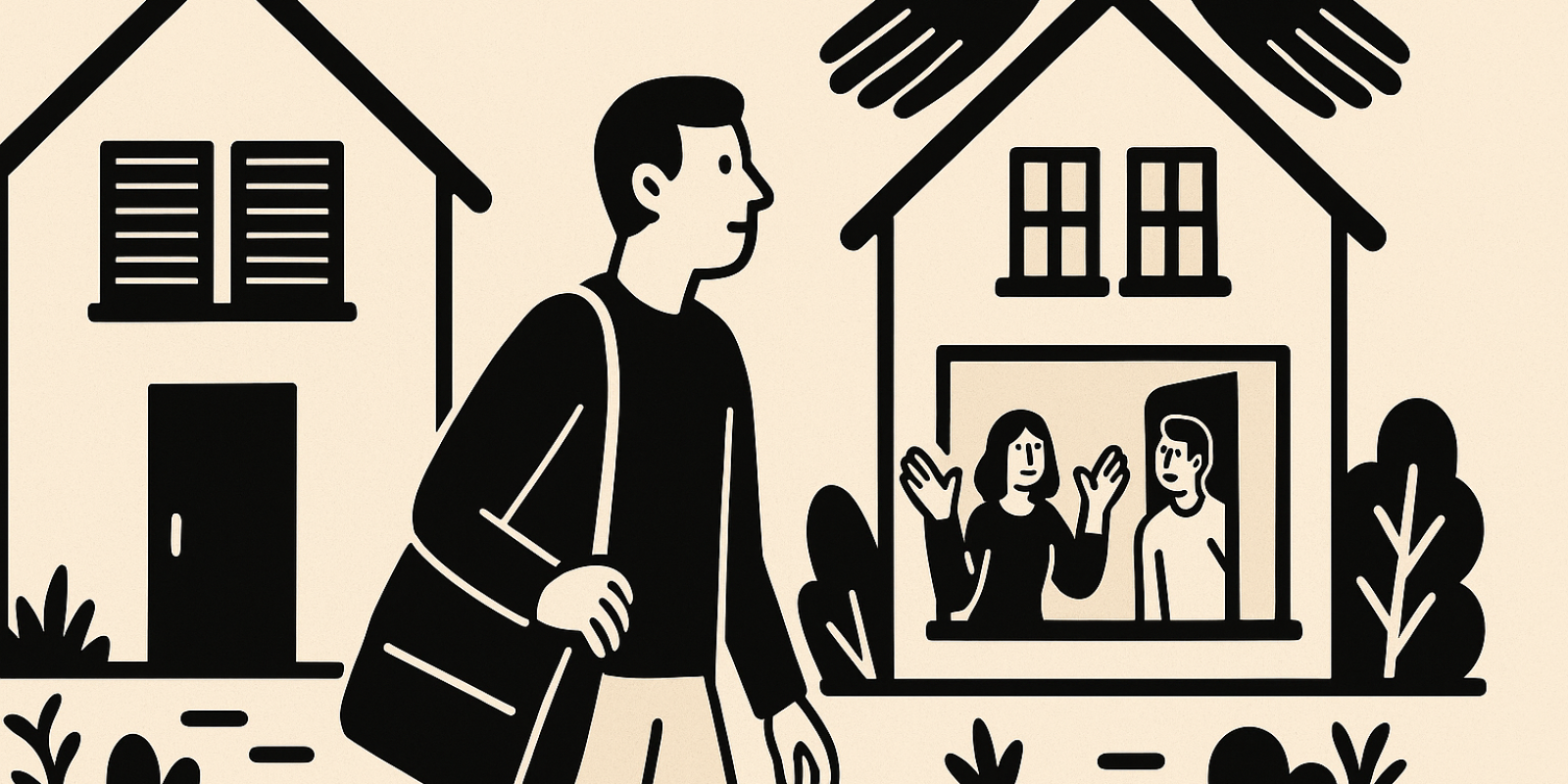 Maison secondaire vide transformée en logement partagé : clé sur la porte, intérieur chaleureux