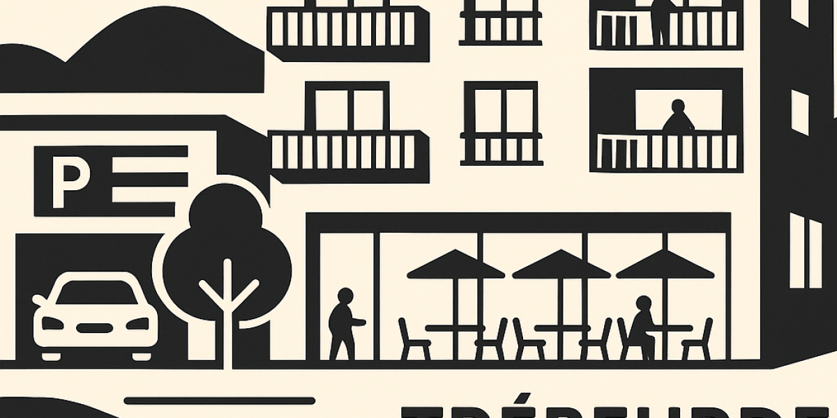 Vue du chantier des Chandelles à Trébeurden, avec la plage de Tresmeur et les travaux préparatoires