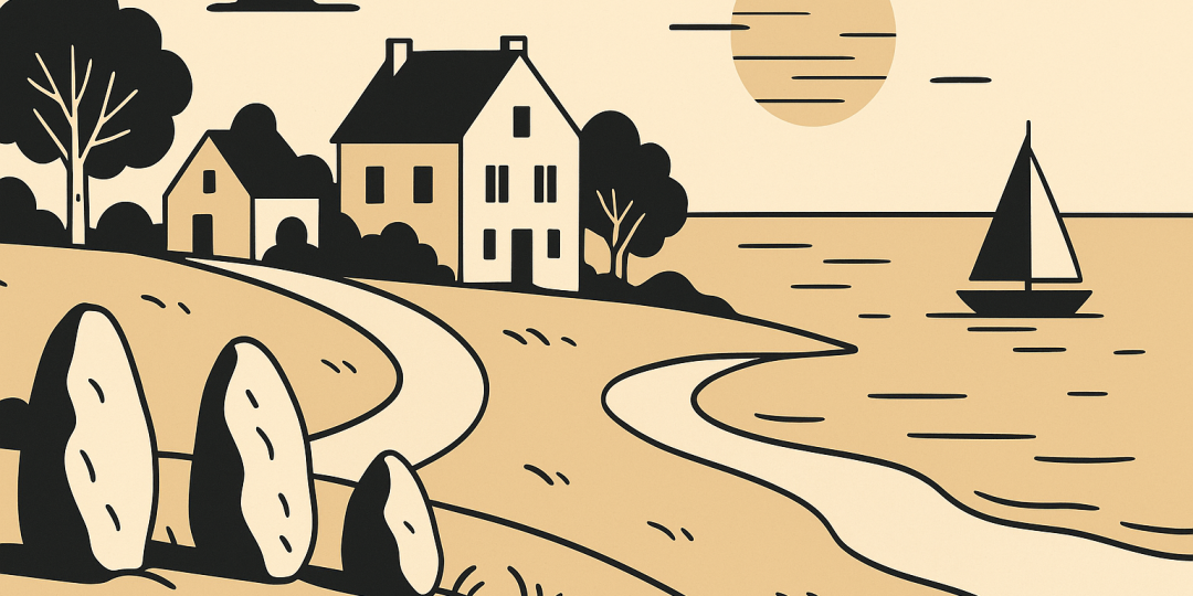 Vue de Carnac : plage, menhirs et port illustrant le cadre de vie entre terre et mer