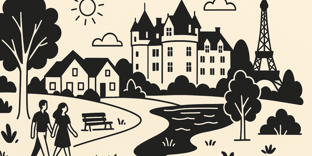 Maison et espaces verts dans les Yvelines, vue d'une résidence proche d'une forêt